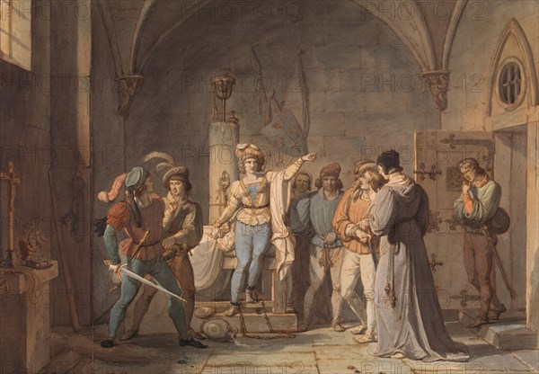 Joan of Arc Imprisoned in Rouen, 1819. Creator: Pierre Henri Revoil.