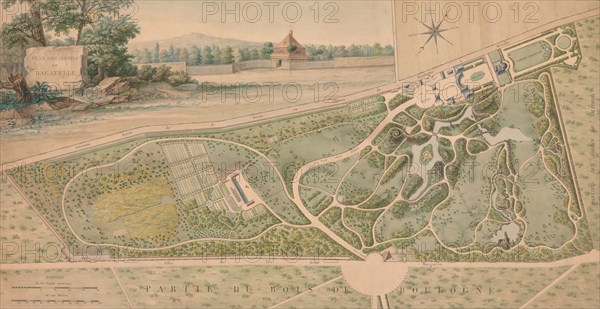 Plan for the Garden of the Château de Bagatelle, 1817. Creator: Pierre Lapie.