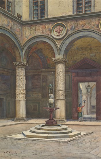 Courtyard of the Palazzo Vecchio, Florence, 19th century. Creator: Francesco Salviati.