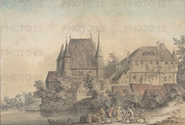 View of a Village alongside a River, 1766. Creator: Samuel Hieronymus Grimm.