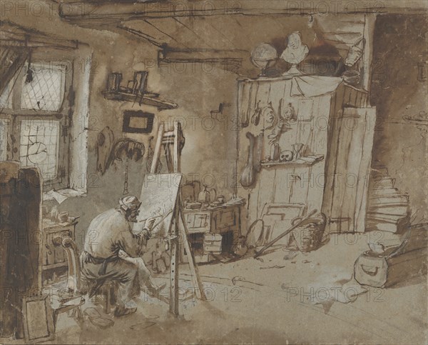 A Painter at Work in his Studio, 1663-77. Creator: Thomas Wijck.