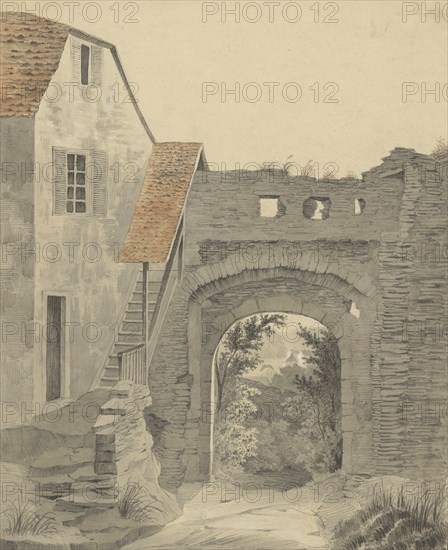 Entryway to Schloss Epstein, 1852. Creator: W. Becker.