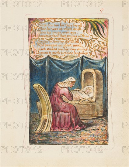 Songs of Innocence and of Experience: Cradle Song (second plate): Wept for me..., ca. 1825. Creator: William Blake.