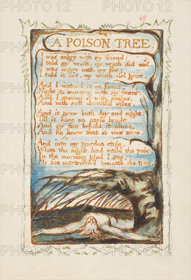 Songs of Innocence and of Experience: A Poison Tree, ca. 1825. Creator: William Blake.