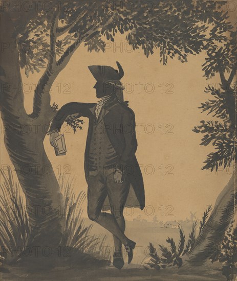 Young Man Leaning Against a Tree With a Book, ca. 1780-89. Creator: William Wellings.