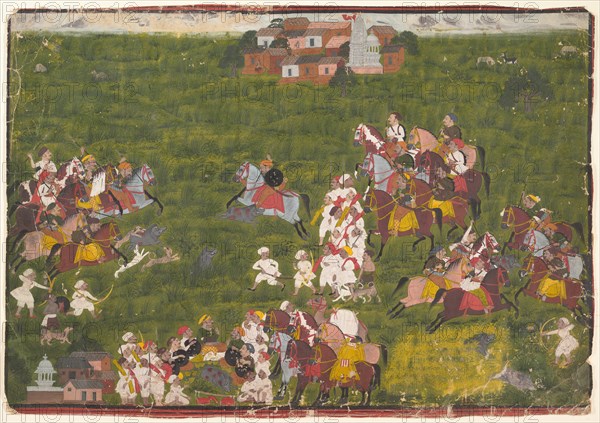 Maharana Sangram Singh Hunting Wild Boar, ca. 1725. Creator: Unknown.