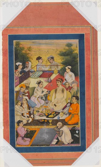 Prince Feasting on a Balcony, Folio from the Davis Album, late 17th-early 18th century. Creator: Unknown.