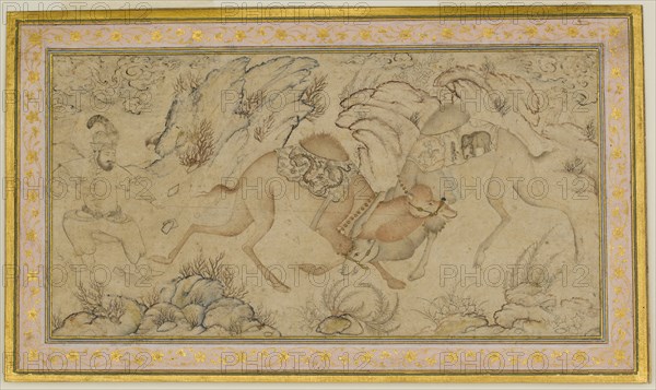 Two Camels Fighting, late 16th-early 17th century. Creator: Unknown.