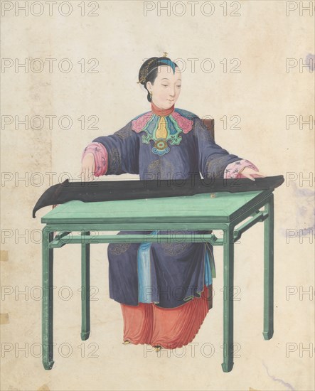 Musician playing Guqin (?? ), late 18th century. Creator: Unknown.