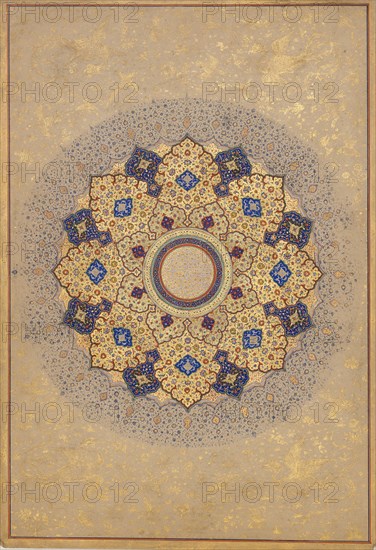 Rosette Bearing the Names and Titles of Shah Jahan, Folio from the Shah Jahan Album, ca. 1645. Creator: Unknown.