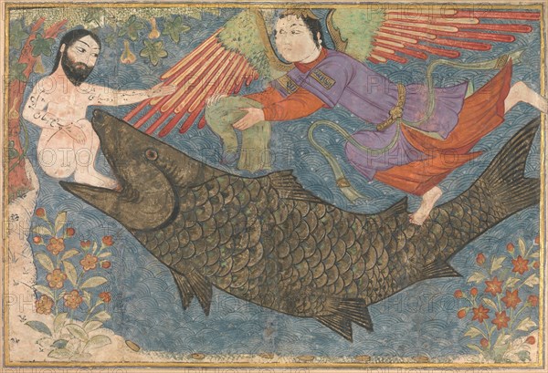 Jonah and the Whale, Folio from a Jami al-Tavarikh (Compendium of Chronicles), ca. 1400. Creator: Unknown.