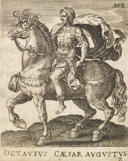 Octavius Caesar Augustus from Twelve Caesars on Horseback, ca. 1565-1587., ca. 1565-1587. Creator: Abraham de Bruyn.