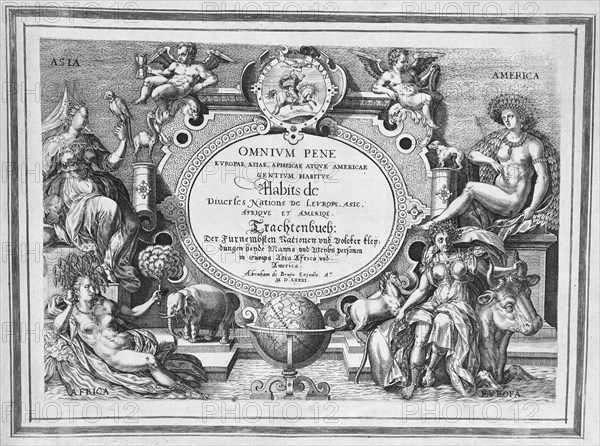 Title Page, 'Omnium Pene Europae, Asiae, Aphricae atque Americae Gentium Habitus', 1580. Creator: Abraham de Bruyn.