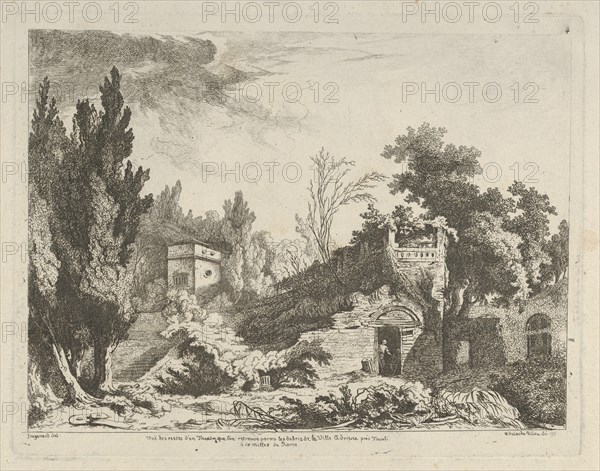 Vue des restes d'un théâtre from Differentes vues dessiné d'après nature... dans l..., 18th century. Creator: Adélaide Allou.