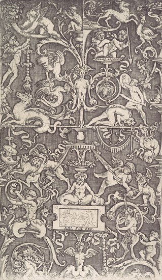 Ornamental Panel, ca. 1514-36. Creator: Agostino Veneziano.