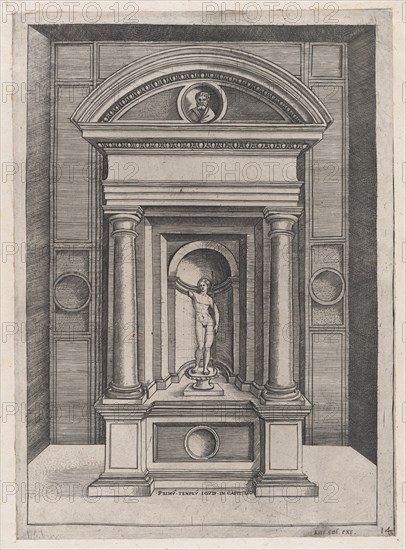 Speculum Romanae Magnificentiae: The Altar of Jupiter in the Oldest Temple on the C..., ca. 1514-36. Creator: Attributed to Agostino Veneziano.