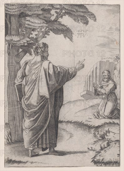 Saint Paul and the Franciscan Friar, dated 1517. Creator: Agostino Veneziano.