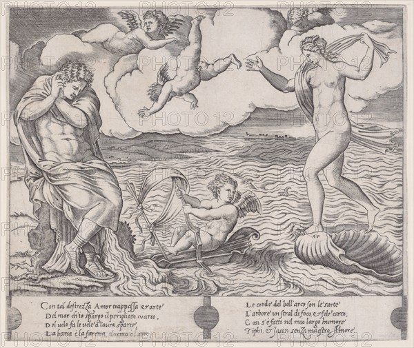 Eros in the Sea, ca. 1514-36. Creator: Agostino Veneziano.