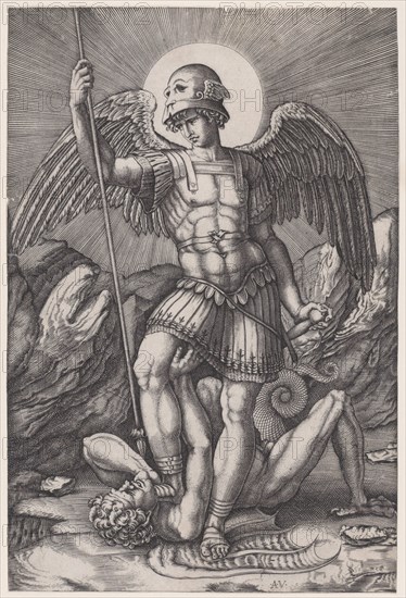 Saint Michael, ca. 1514-16. Creator: Agostino Veneziano.