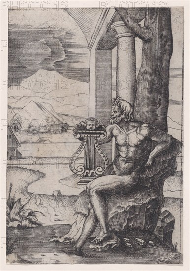 Man with a Lyre, ca. 1514-36. Creator: Agostino Veneziano.