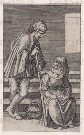 Peasant and a Woman with Eggs, ca. 1514-36. Creator: Agostino Veneziano.