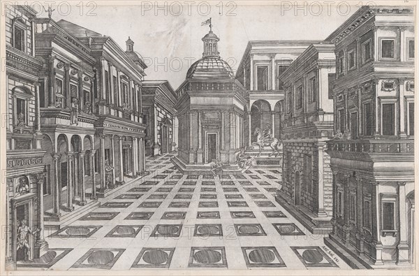 Speculum Romanae Magnificentiae: View of Buildings Adjoining the Capitol, 16th cen..., 16th century. Creator: Anon.