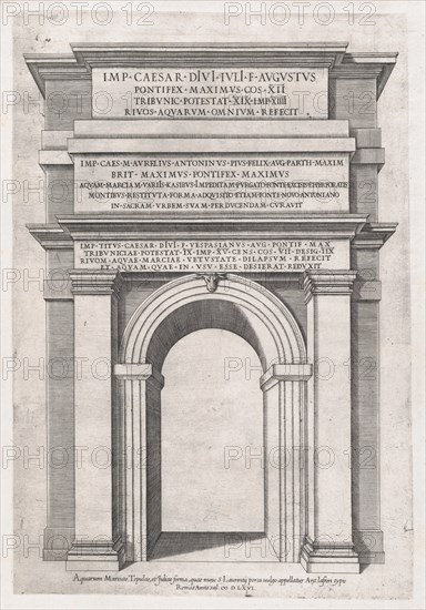 Speculum Romanae Magnificentiae: Front view of St. Lawrence Gateway, Rome, 1566., 1566. Creator: Anon.