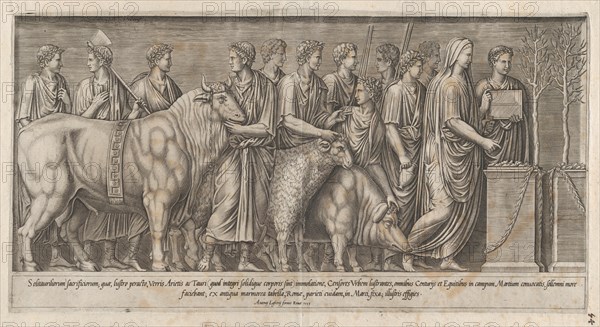 Speculum Romanae Magnificentiae: Sacrifice on the Campus Martius, 1553., 1553. Creator: Anon.