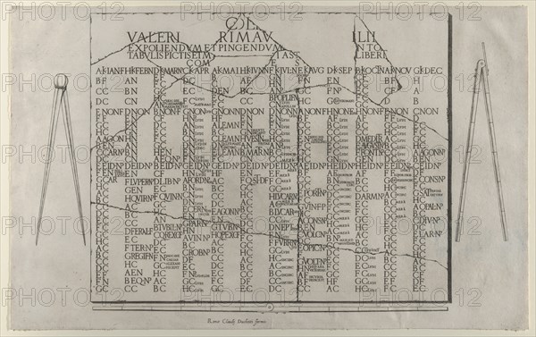 Speculum Romanae Magnificentiae: Tablet with Calendar from the Farnese Palace..., late 16th century. Creator: Anon.