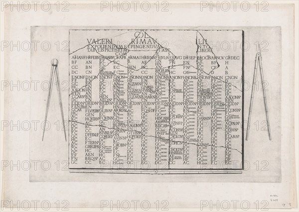 Speculum Romanae Magnificentiae: Tablet with Calendar from the Farnese Palace, 16t..., 16th century. Creator: Anon.