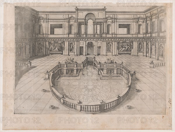 Speculum Romanae Magnificentiae: Great Hall within the Villa of Pope Julius, 16th ..., 16th century. Creator: Anon.