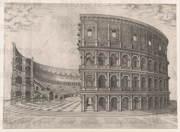 Speculum Romanae Magnificentiae: Interior and Exterior of the Colosseum, 16th century., 16th century Creator: Anon.