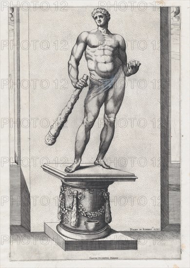 Speculum Romanae Magnificentiae: Hercules with the apples of the Hesperides, 1581., 1581. Creator: Diana Mantuana.