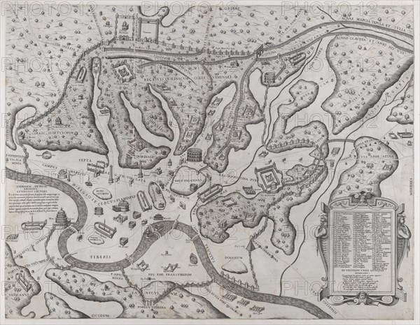Speculum Romanae Magnificentiae: Ancient Rome and its Hills, from the West, 1573., 1573. Creator: Etienne Duperac.