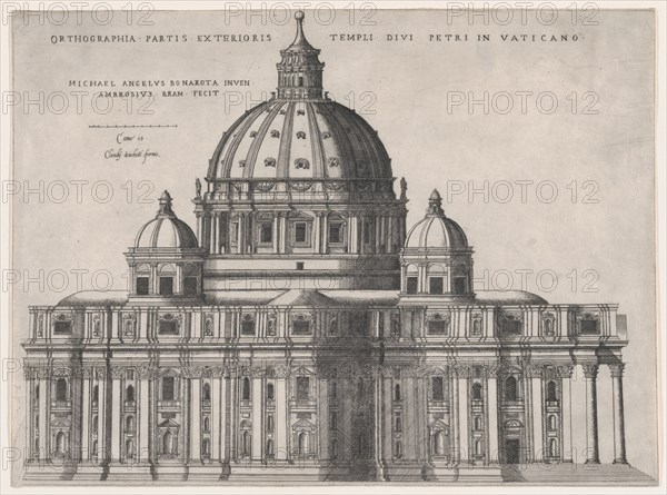 Speculum Romanae Magnificentiae: St. Peter's, 16th century., 16th century. Creator: Giovanni Ambrogio Brambilla.