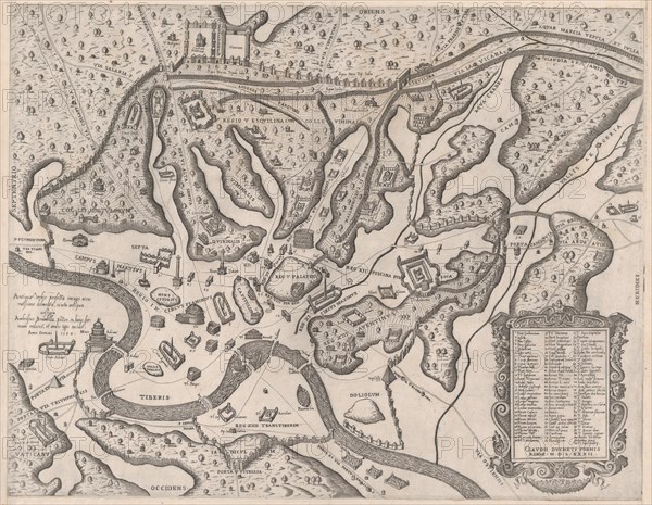 Speculum Romanae Magnificentiae: Ancient Rome, and its Hills, from the West, 1582., 1582. Creator: Giovanni Ambrogio Brambilla.