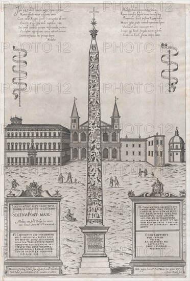 Speculum Romanae Magnificentiae: The Egyptian Obelisk of Constantine, 1589., 1589. Creator: Giovanni Ambrogio Brambilla.