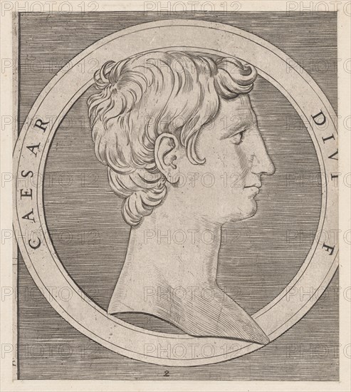 Speculum Romanae Magnificentiae: Octavian (Augustus), from The Twelve Caesars, ca..., ca. 1500-1534. Creator: Marcantonio Raimondi.