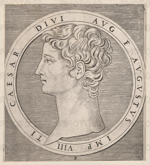 Speculum Romanae Magnificentiae: Tiberius, from The Twelve Caesars, ca. 1500-1534., ca. 1500-1534. Creator: Marcantonio Raimondi.