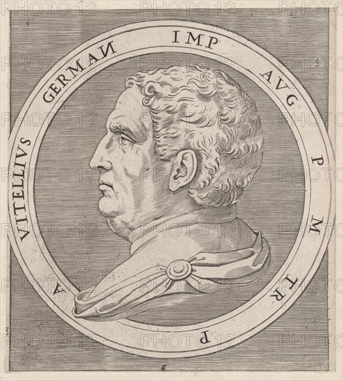 Speculum Romanae Magnificentiae: Vitellius, from The Twelve Caesars, ca. 1500-1534., ca. 1500-1534. Creator: Marcantonio Raimondi.