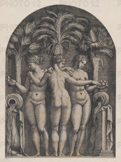 Speculum Romanae Magnificentiae: The Three Graces, ca. 1500-1534., ca. 1500-1534. Creator: Marcantonio Raimondi.