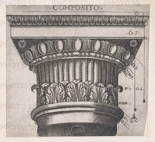 Speculum Romanae Magnificentiae: Ionic capital, ca. 1537., ca. 1537. Creator: Master GA.