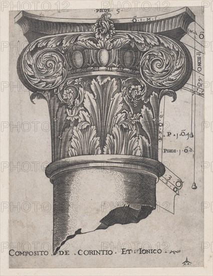 Speculum Romanae Magnificentiae: Composite of Corinthian and Ionic, ca. 1537., ca. 1537. Creator: Master GA.