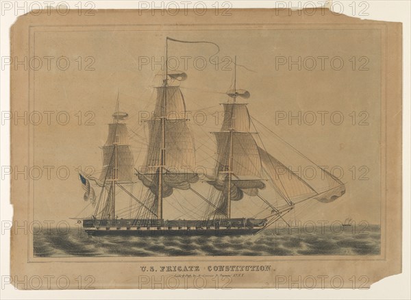 U.S. Frigate Constitution, 1838-46., 1838-46. Creator: Nathaniel Currier.