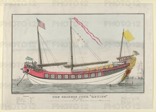 The Chinese Junk "Keying"-Captain Kellett-As she appeared in New York harbour July 13th, 1..., 1847. Creator: Nathaniel Currier.