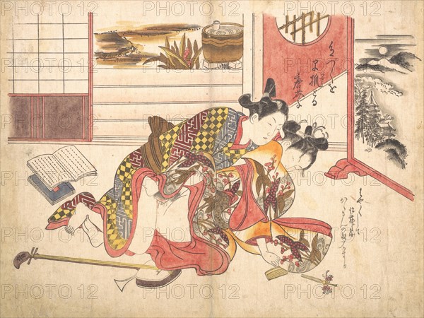 Bedroom Scene, ca. 1739., ca. 1739. Creator: Okumura Masanobu.