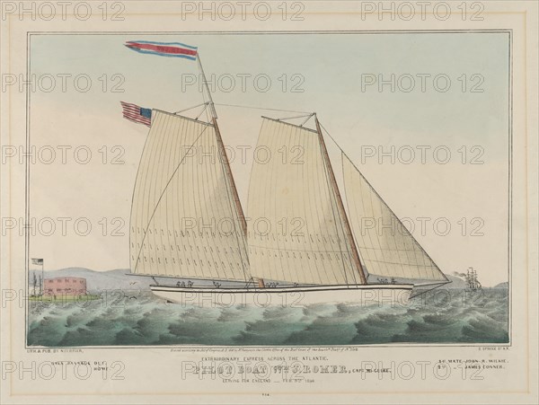 Extraordinary Express Across the Atlantic - Pilot Boat William J. Romer, Captain McGuire, ..., 1846. Creator: Nathaniel Currier.