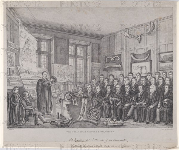 The Geological Lecture Room, Oxford: Dr. William Buckland Lecturing on February 15, 182..., 1823-30. Creators: Nathaniel Whittock, Charles Joseph Hullmandel.