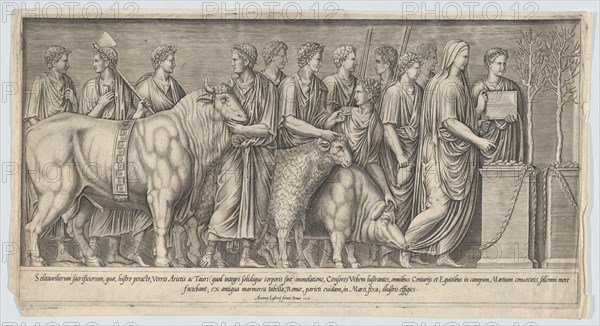Pagan Sacrifice, after an Antique Bas Relief, 1553., 1553. Creator: Nicolas Beatrizet.
