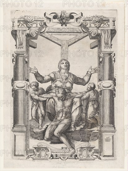 Pietà with Angels in Front of the Cross, 1547., 1547. Creator: Nicolas Beatrizet.